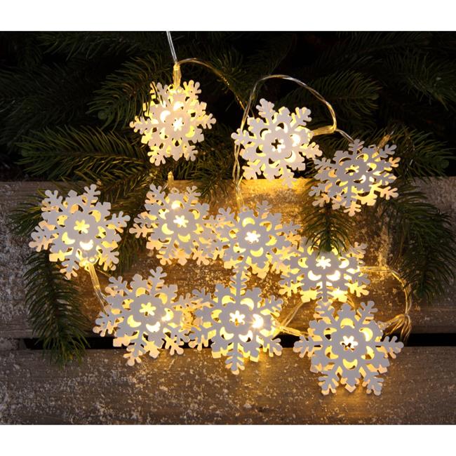 Noma White Snowflake Decorative Garland Lights Birstall Garden Centre