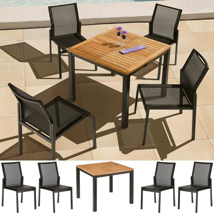 Barlow Tyrie "Aura" 4 Seater 90cm Square Dining Table Set